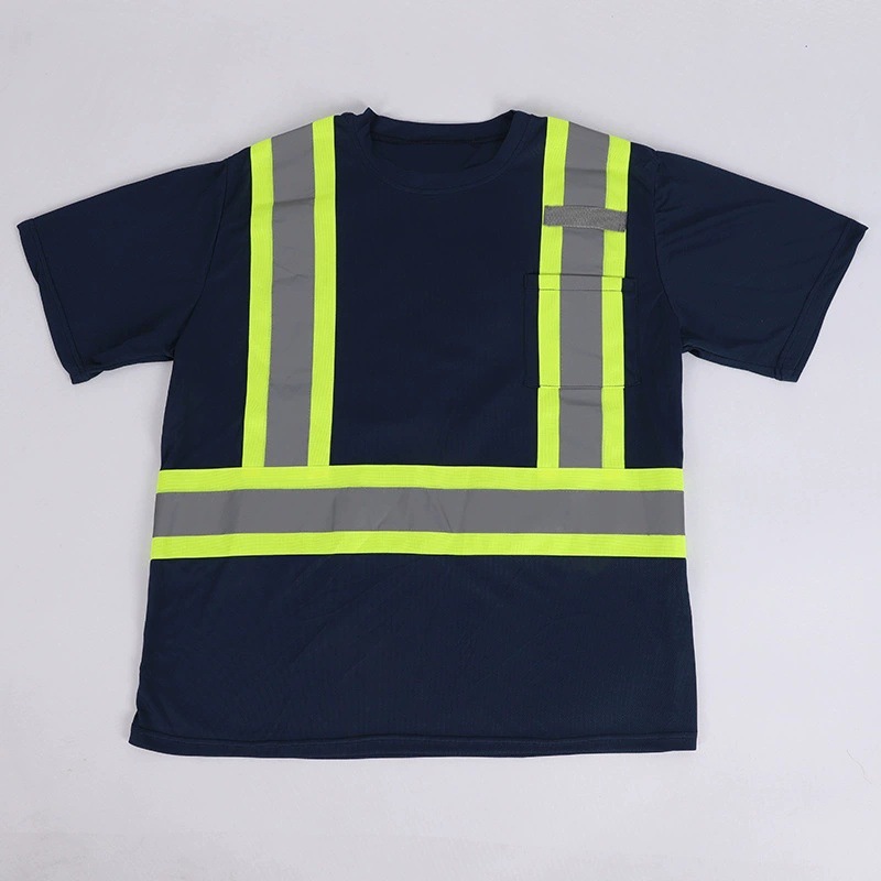 防护安全服圆领透气反光衣网眼涤纶建筑工地作业高亮反光t恤背心