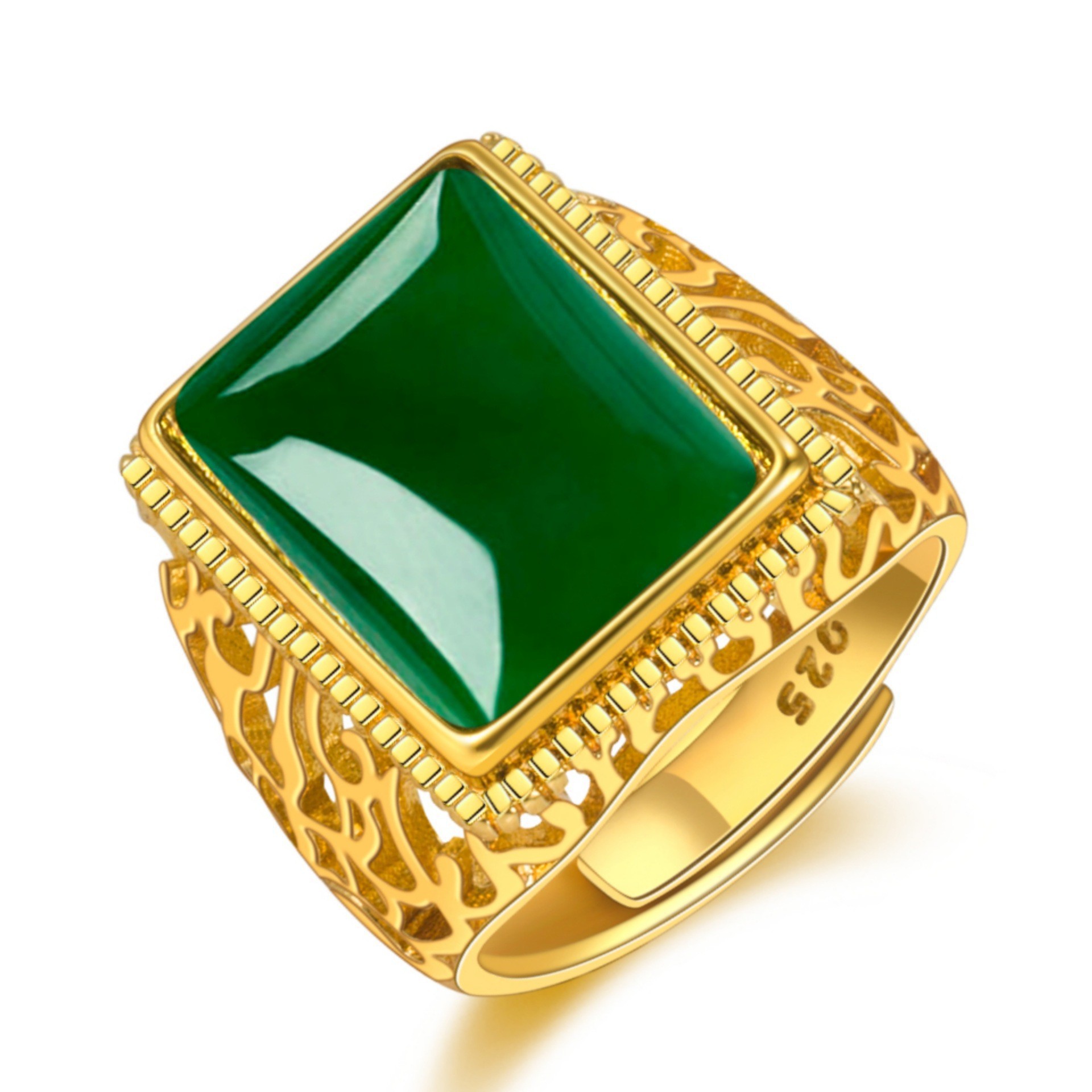 镀银黑玛瑙男士戒指潮个性霸气白金色男士钻戒宝石戒指男开口批发