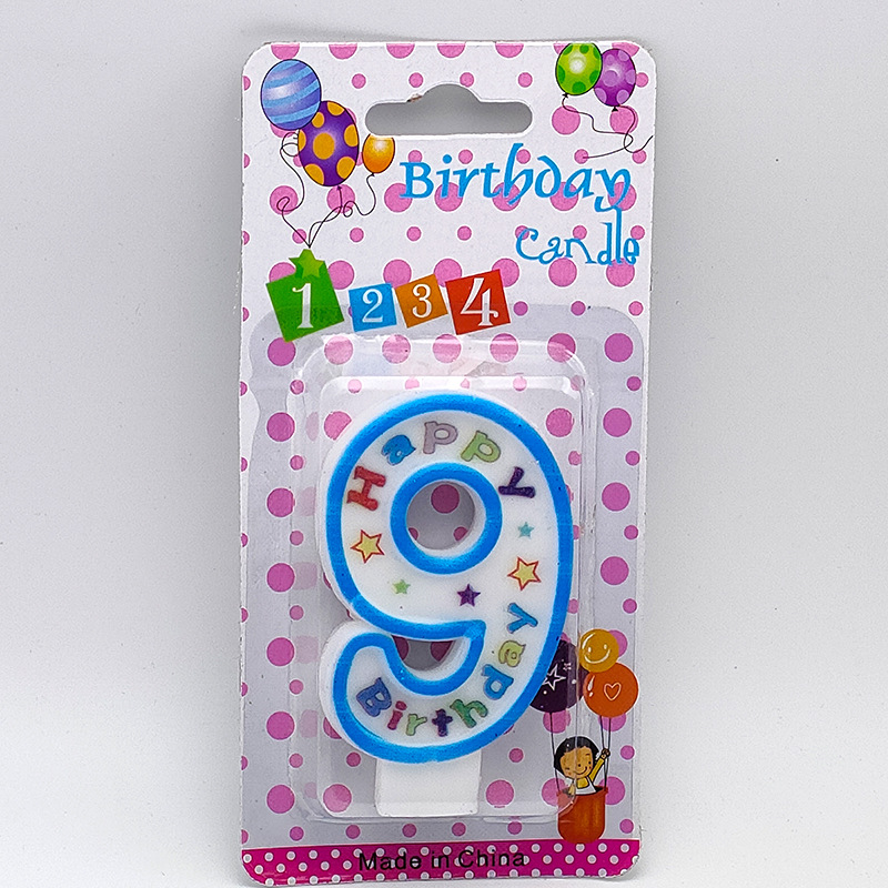 Digital Anniversary Network Red Candle 0-9 English Digital Birthday Party Candle Cake Decoration Card PVC Boxed