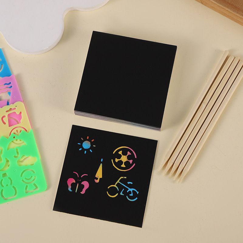 儿童炫彩便签刮刮画小学生美术画图本画画涂色本涂鸦画留言刮画纸