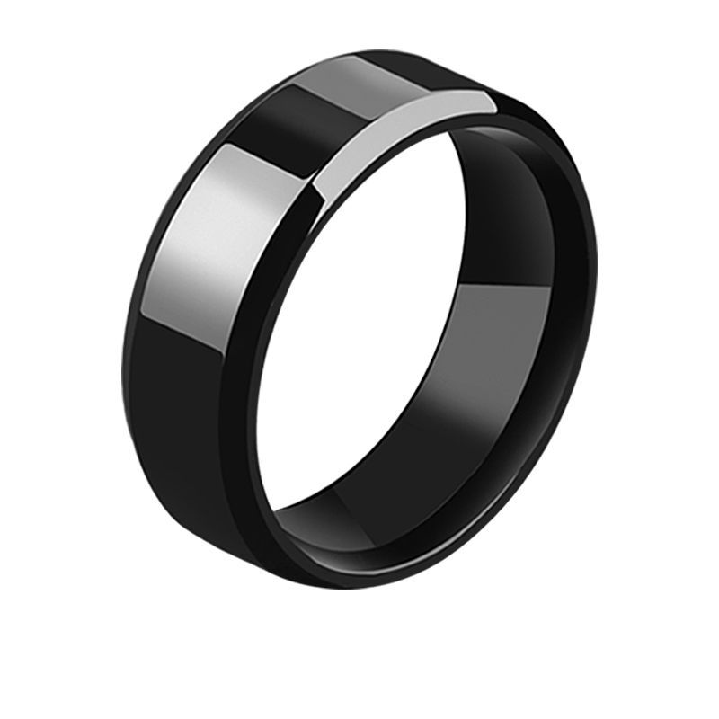 cross-border hot titanium steel accessories 8mm beveled glossy ring glossy stainless steel mirror polished ring ornament