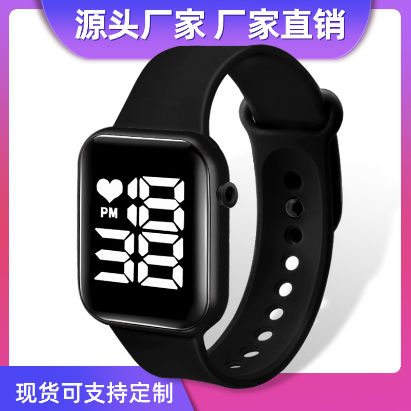 Trending on TikTok Hot Sale Small Square Led Children's Electronic Watch Creative Fashion Large Screen Student Digital Watch PF