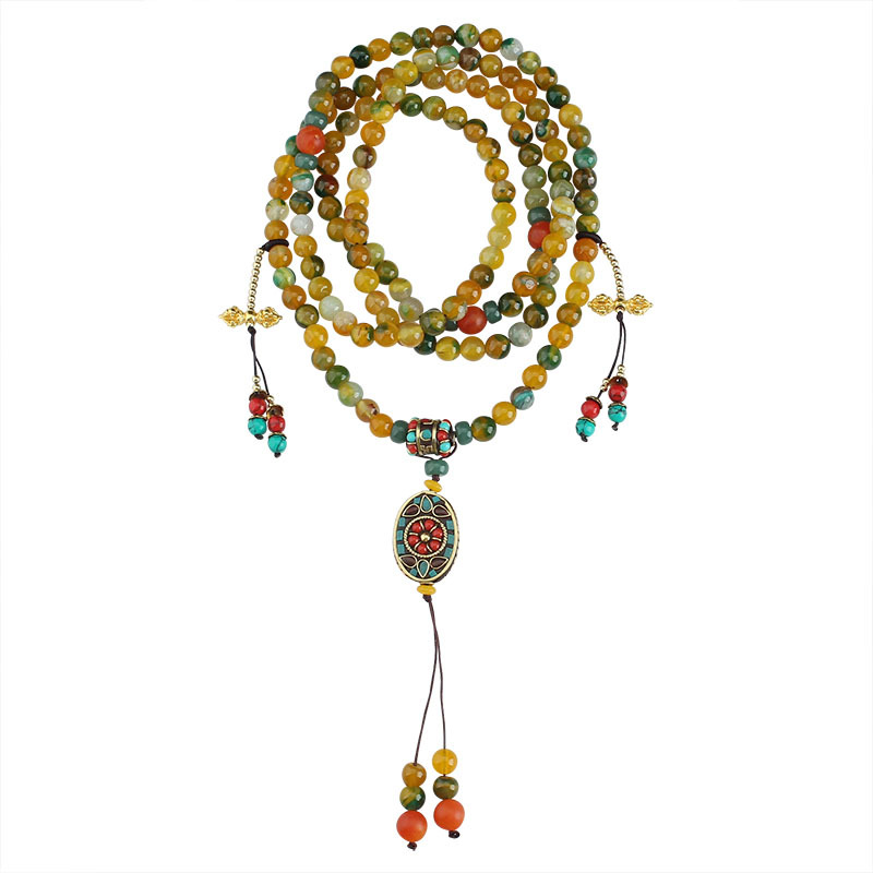 New Ethnic Style Tibetan Nepal Tassel Pendant Multi-Circle Necklace Chinese Crossbody Chain Women's All-Match National Style Accessories