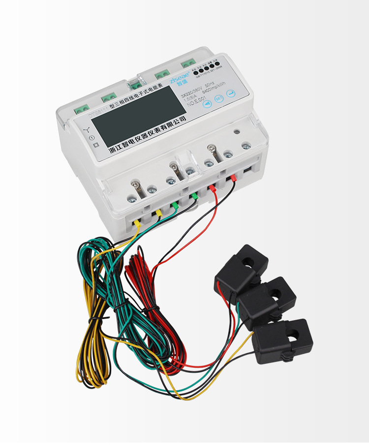 rs485通讯modbus三相四线轨道导轨式多功能电表带互感器二次接入