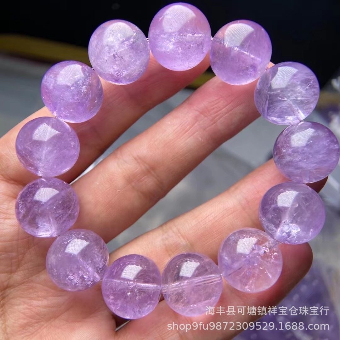 天然薰衣草紫阿赛单圈手链 浪漫薰衣紫晶体冰透紫水晶手串圆珠批
