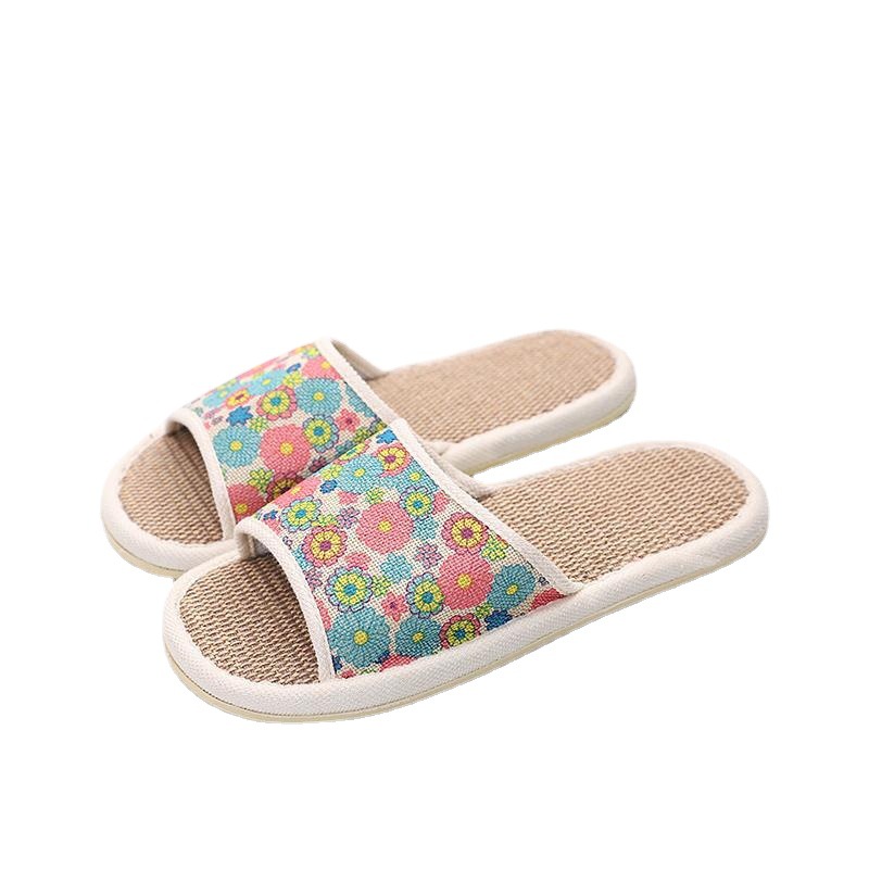 Linen-like Slippers Women's Summer Home Slippers Indoor Couple Breathable Platform Men's Slippers Summer Night Market Hot Sale