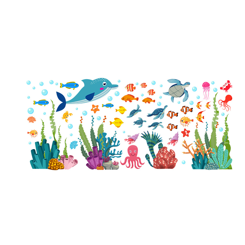跨境新款货源海底世界海龟章鱼海豚墙贴客厅卧室儿童房装饰画a-13