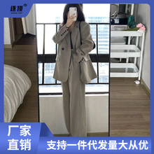 时尚休闲西装外套女2023春夏新款韩版宽松显瘦两件套西服套装