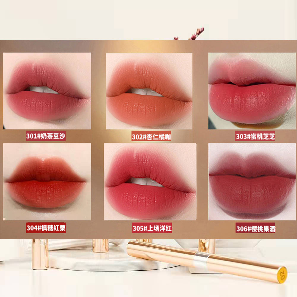 Helen Beauty Light Luxury Aluminum Matte Nourishing Lipstick Texture Full of Non-Stick Cup Mouth Red Easy to Color Students Wholesale