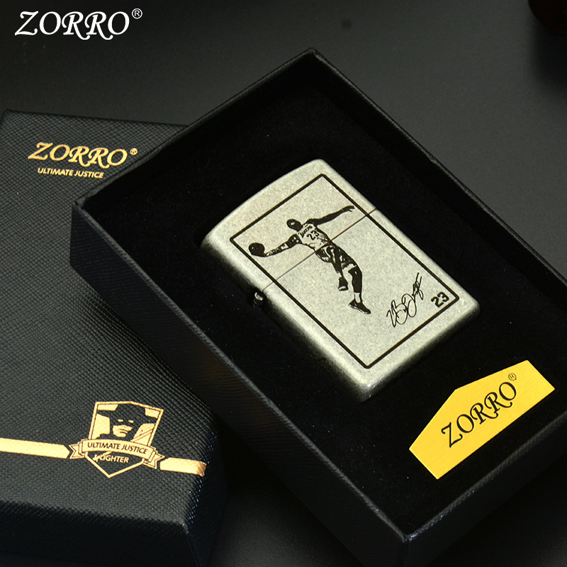zorro佐罗打火机古银精雕詹姆斯nba篮球巨星防风煤油送礼批发厂家