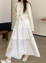 早春季女装小白裙新款法式重工提花小个子白色半身裙春秋长款裙子