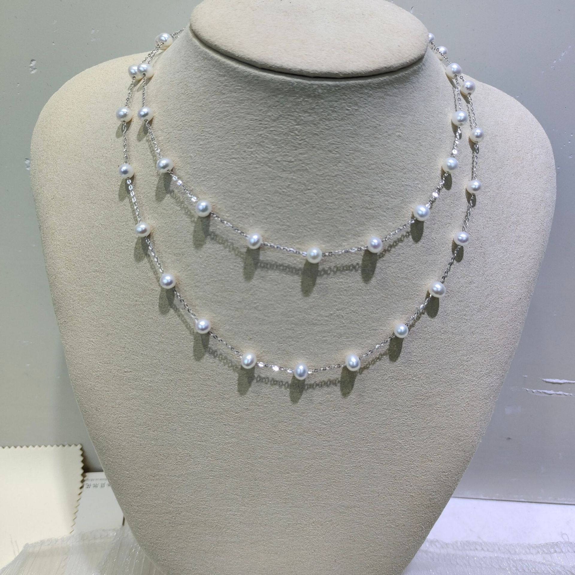 s925银淡水珍珠满天星珍珠项链双层叠戴长款80cm90cm-阿里巴巴