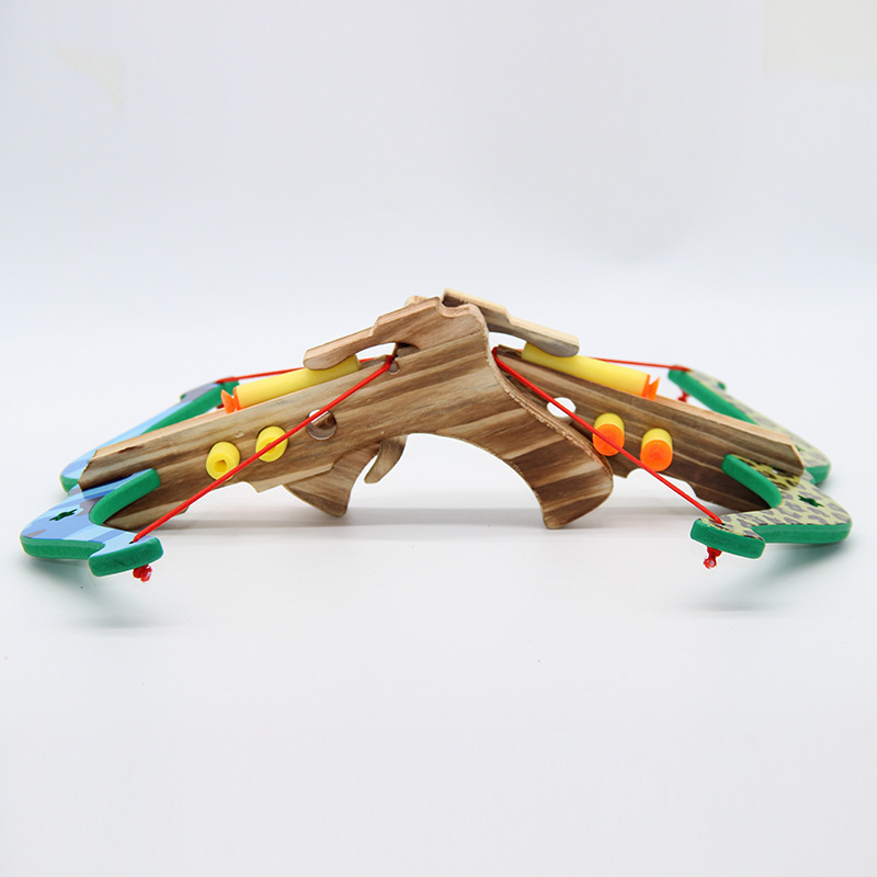 Wooden Horn Crossbow Colorful Crossbow Soft Bullet Shooting Children's Shooting Crossbow Toy Stall Toy Small Horn Crossbow