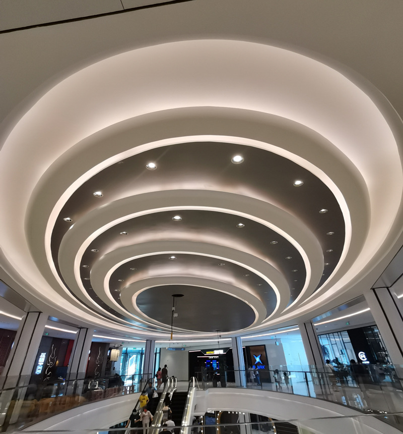 定制水滴型灯盘弧形石膏线条吊顶石膏板椭圆形灯槽grg造型3000mm