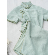 薄荷曼波风新中式盘扣绿色连衣裙改良旗袍长裙今年流行的漂亮裙子
