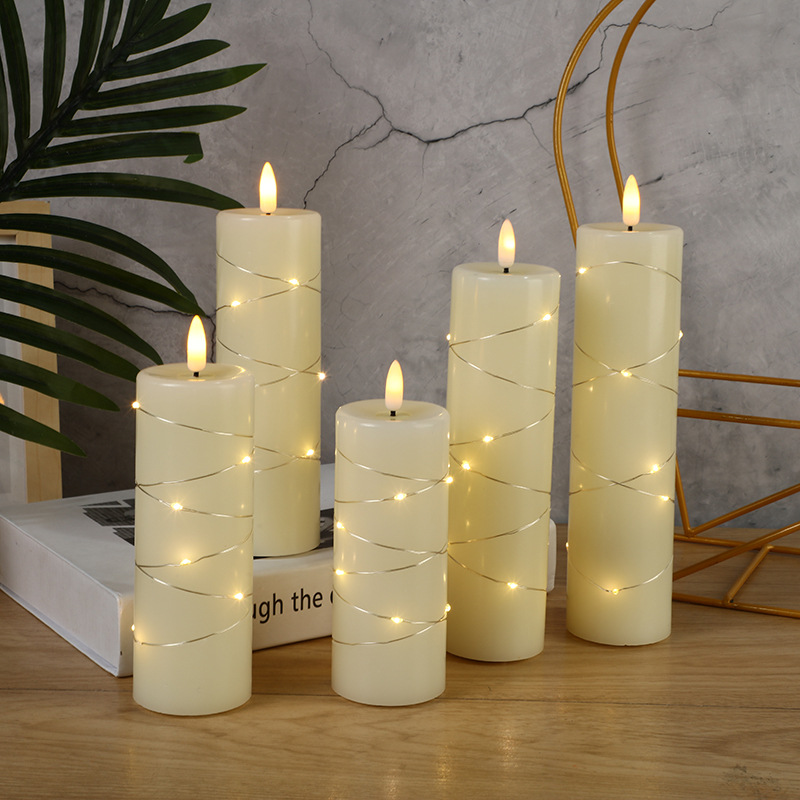 Customized Led Lighting Chain Swing Flat Mouth Candle Set Simulation Candle Swing Candle Romantic Scene Setting Props