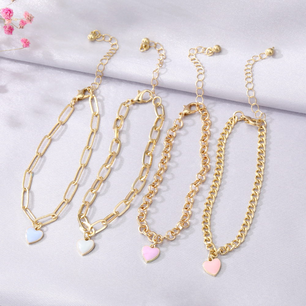 Europe and America Cross Border Retro Thick Chain Personalized Bracelet Mix and Match Open-Ended Bracelet Bracelet Twin Style Set Bracelet Wholesale