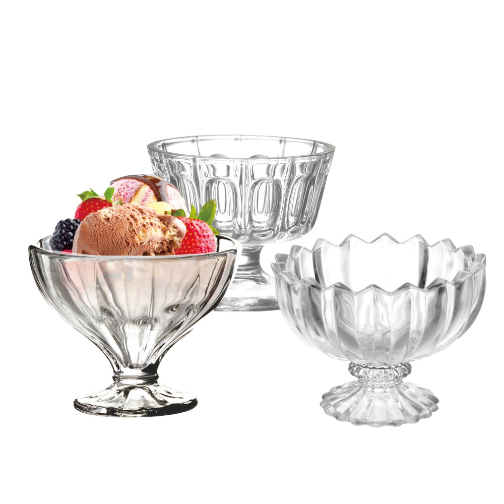 带脚小容量圆形家用雪糕杯玻璃冰淇淋球透明简约休闲吧冷饮杯批发