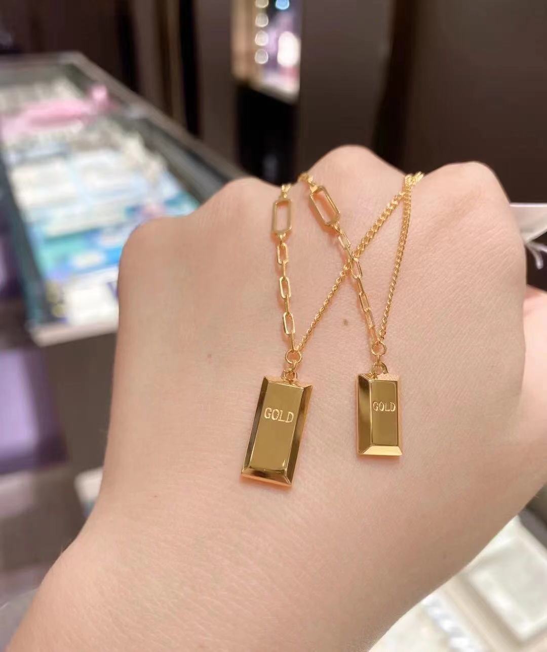 足金999暴富小金条项链 5g黄金周家小红书爆款小金条套链水贝批发