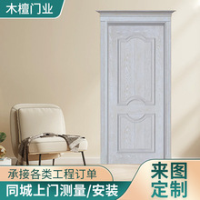 现代室内卧室套装门 定制木制复合烤漆门 风格加卡带金属条平开门