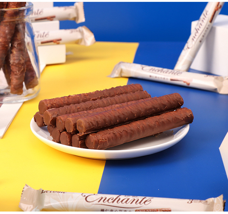 金帝珍爱榛仁夹心黑巧克力棒156g盒装威化蛋卷饼干办公休闲零食品