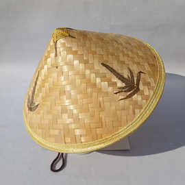 4%厂家批发镂空斗笠帽舞台演出儿童成人广场竹编舞蹈表演帽子等道具