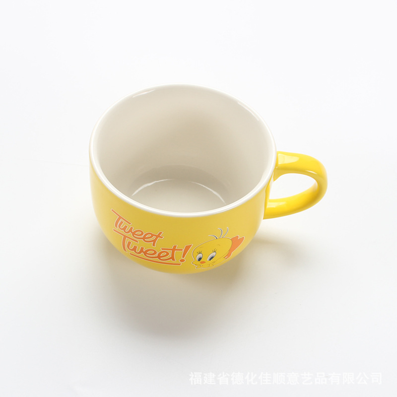 Cross-Border Ceramic Breakfast Cup Oat Cup Large Capacity Bowl Water Cup Female Cute Microwave Oven Heating Milk Instant Noodle Bowl