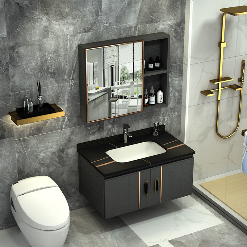 Alumimum Stone Plate Bathroom Cabinet Combination Hotel Washstand Washbasin Cabinet Bathroom Wash Basin Cabinet Toilet