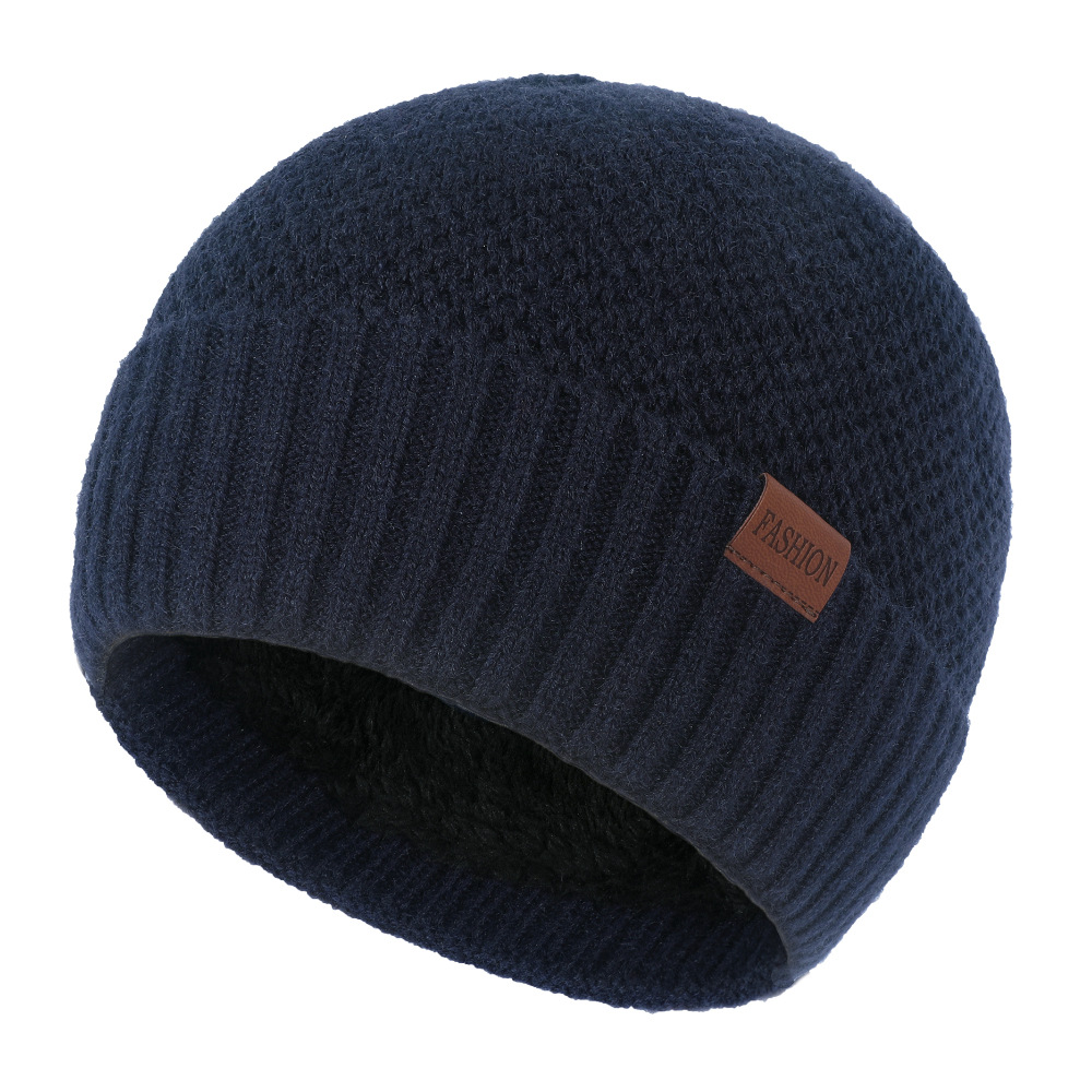 2022 Autumn and Winter New Hat Thermal Knitting Fleece-Lined Thickened with Standard Solid Color Stripes Outdoor Travel Earflaps Cap