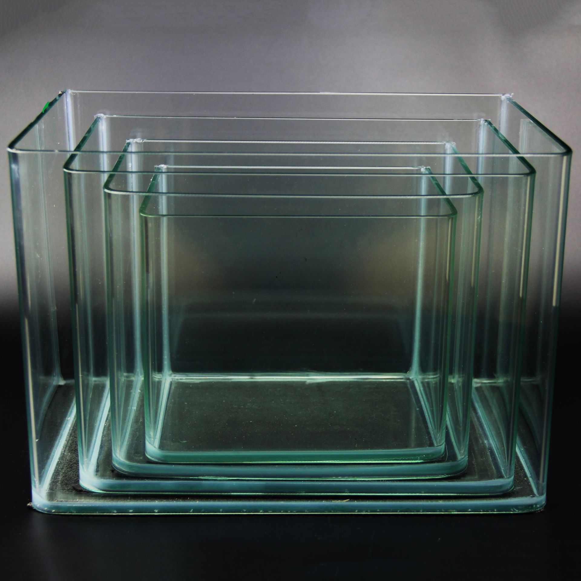 苔藓微景观 弯角玻璃缸 小弯鱼缸 水族箱 创意玻璃金鱼套缸批发