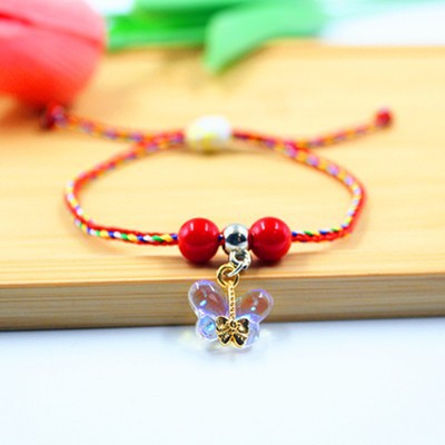 Ethnic Style Jingang Rope Colorful Wire Jade Pendant Bracelet Dragon Boat Festival Men and Women Couple Colorful Braided Rope Safety Lock Jade Hare Carrying Strap