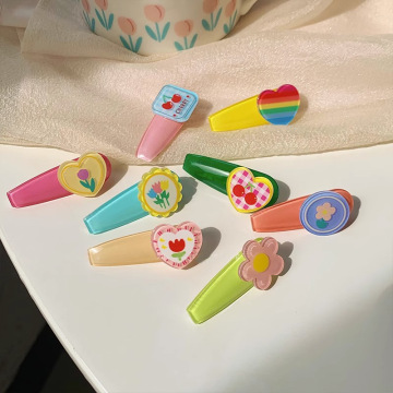 女生可爱粉色发夹儿童2024新款多巴胺前额碎发卡侧边鸭嘴夹子头饰