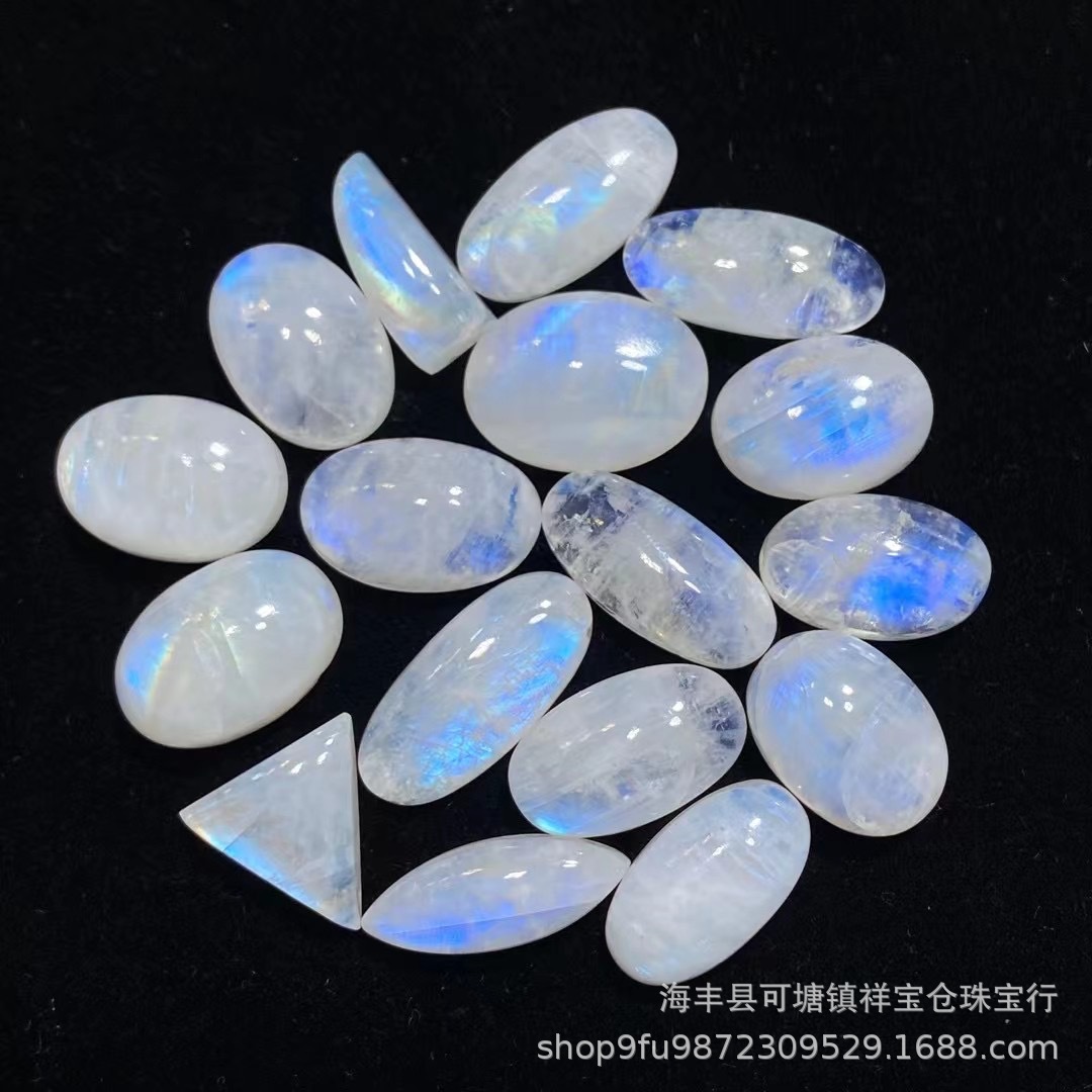 天然蓝月光石裸石印度料晶体通透椭圆蛋形镶嵌戒面裸石批发-阿里巴巴