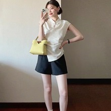 新中式夏季穿搭一整套2024新款国风短袖上衣搭配减龄短裤两件套女