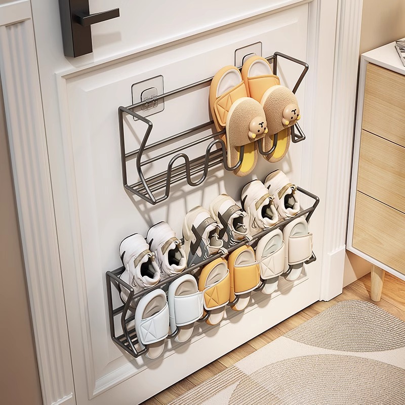 punch-free shoe rack behind doors simple home doorway toilet bathroom wall-mounted slipper rack shoe storage fantastic