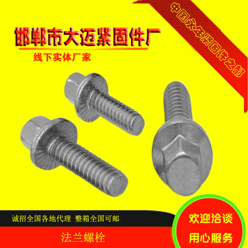 in Stock Wholesale Galvanized Flange Bolt Hex Hd Full Thread Type Carbon Steel Flange Surface Screw with Pad Sliding Tooth Bolt
