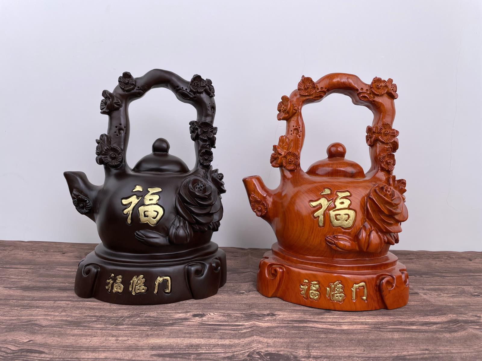 木质雕刻摆件梅花提壶家居创意装饰工艺礼品福临门红木小件