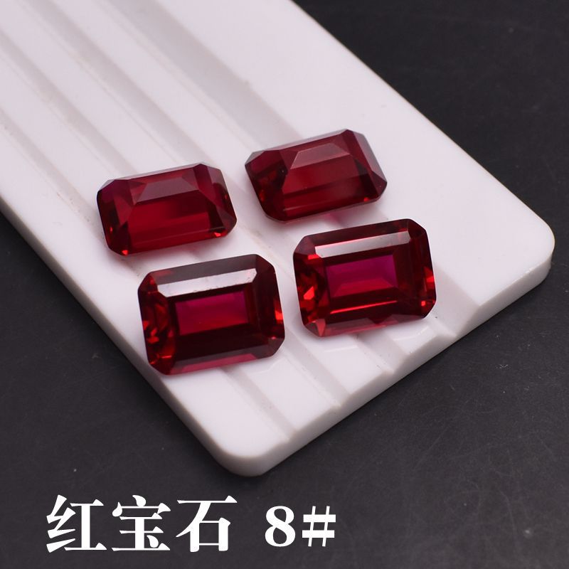 鸽血红8号深红宝石戒面裸石长方形 祖母绿切 合成刚玉-阿里巴巴