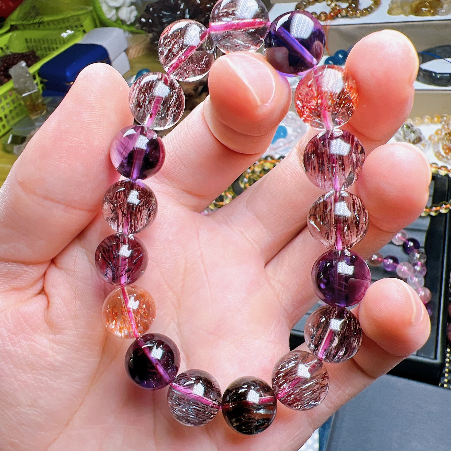 天然超7水晶圆珠12 mm 手串男女款水晶手链-阿里巴巴