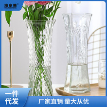 玻璃花瓶生产批发两件套特大号透明水养富贵竹客厅家用插花瓶摆件
