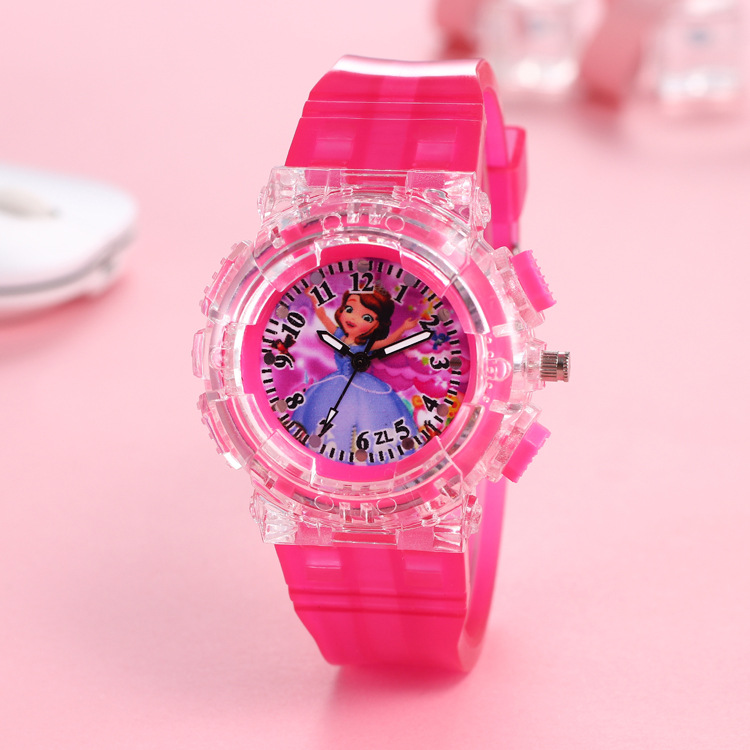 Princess Sophia Series Children's Watch Pointer Led Luminous Colorful Light Watch Boys and Girls Student Watch