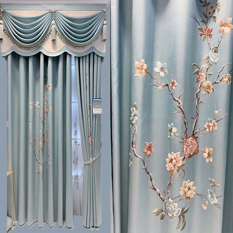 欧式窗帘绣花成品图片