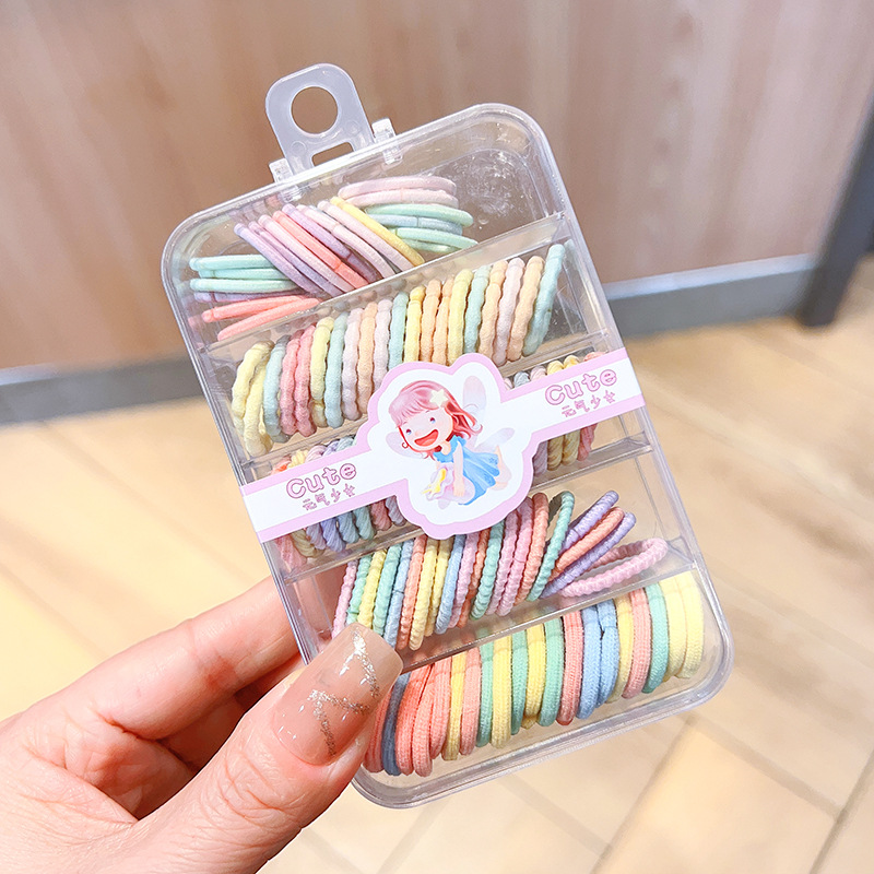 New 90 PCs Children Seamless Small Rubber Band Candy Color Baby Hair Ring Cute High Elastic Hair Tie Wholesale