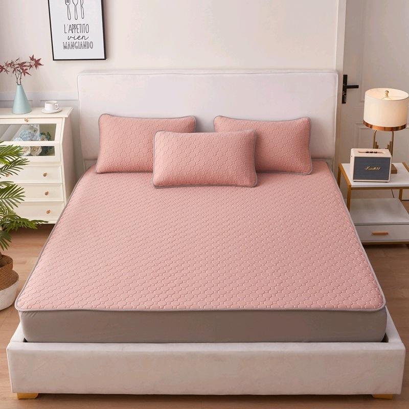 高档a类凉感丝泰国乳胶凉席三件套床笠款可水洗可折叠冰丝空调席