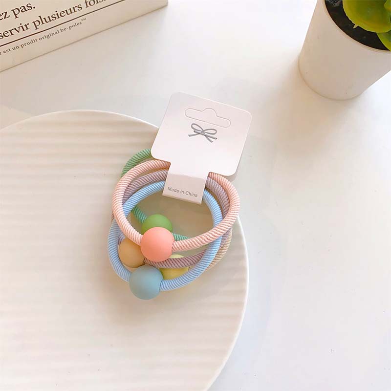 5 Pieces ~ Simple Geometric Frosted Hair Band Macaron Color Headband Women's Thick High Elastic Basic Rubber Band Hair Rope