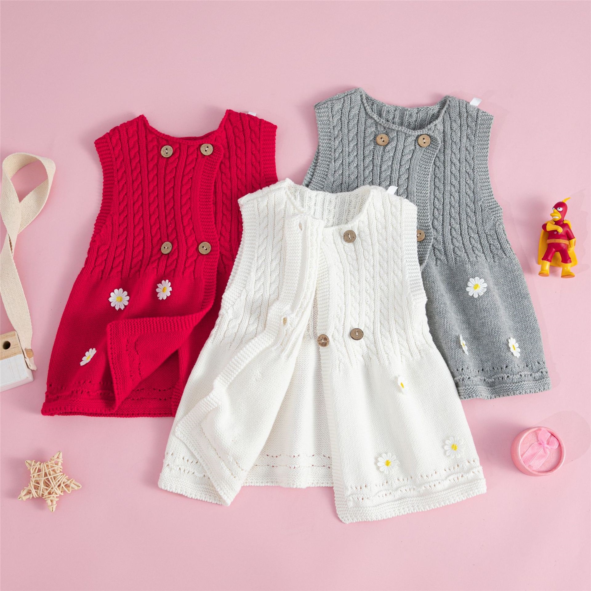 女童春秋装新款针织背心裙小童无袖毛衣连衣裙宝宝线裙子-阿里巴巴