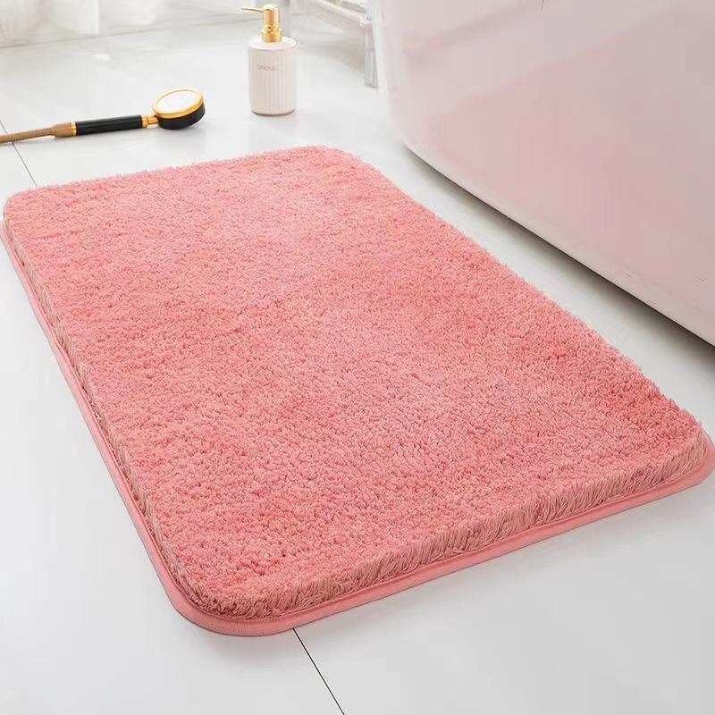 Cashmere-like Floor Mat Bathroom Absorbent Non-Slip Floor Mat Toilet Door Mat Bedroom Living Room Entrance Thickened Solid Color Carpet