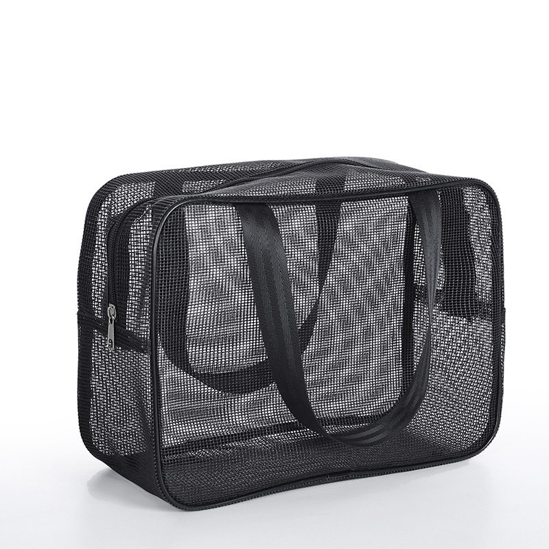 Mesh Men's Toiletry Bag Portable Portable Bath Storage Cosmetic Bag Black Leaking Fitness Bath Pocket Bath Bag