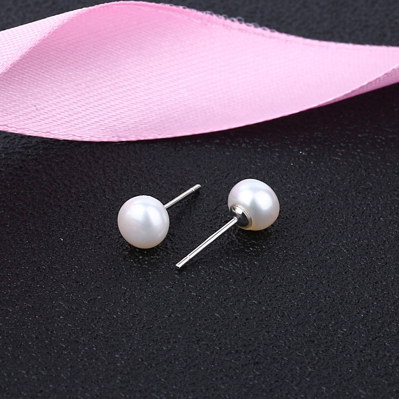 Qiai S925 Silver Natural Freshwater Pearl Ear Studs Fashion Small Pearl Earrings Fresh Water Pearl Earrings Cross-Border