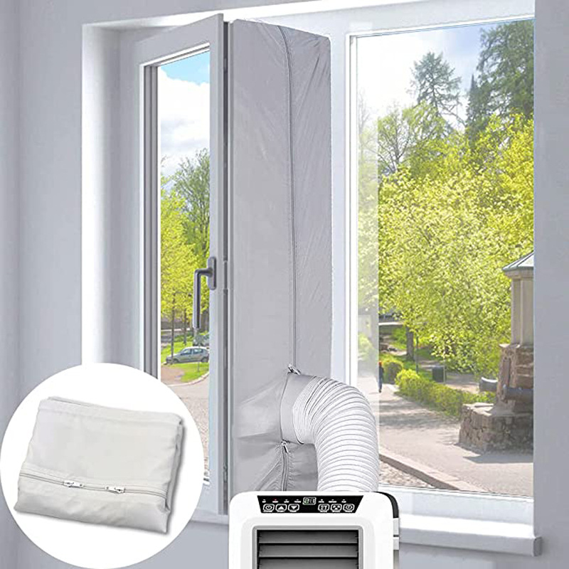 现货空调布挡板移动推拉窗户密封板外推内拉侧平开软窗封窗布挡板